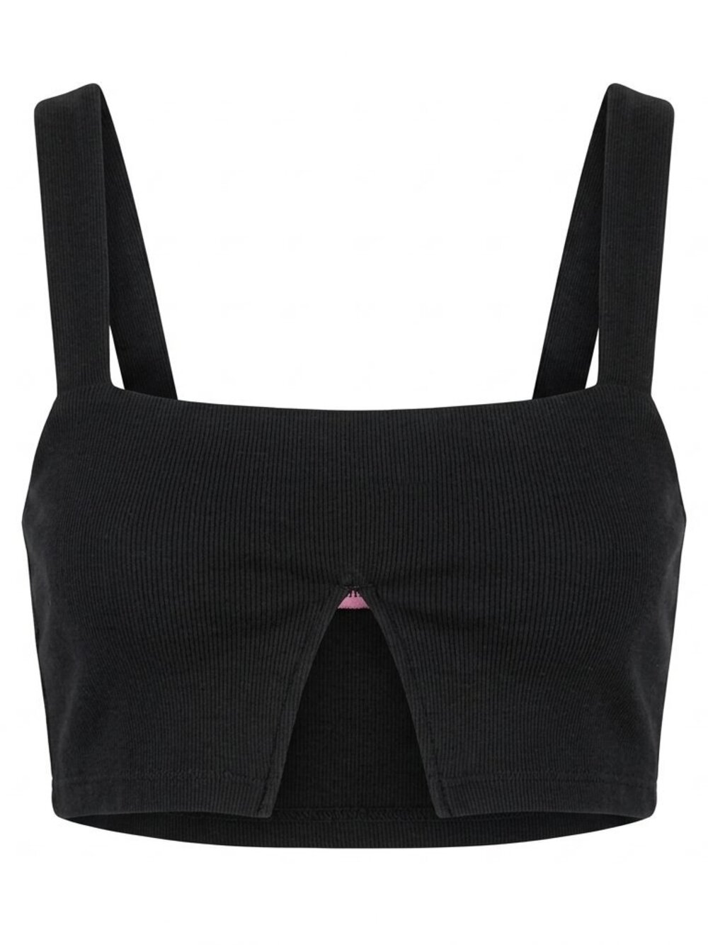Edikted Karin Cut Out Ribbed Tank Top in black. XS